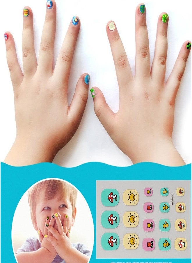 Maigitur 10Sheets Colorful Kid Nail Stickers Full Nail Wraps for Kids Girls Self Adhesive Nails Strips for Nail Art Decoration Fun Including Rainbow Heart Rabbit Flower Fruit Moon Sun for Age 7 and Older… - Image 4